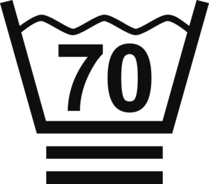 Datorskuren dekal. Tvättråd maxtemperatur 70 grader. En tvättsymbol med två streck under baljan betyder att dina kläder behöver ett extra skonsamt program. De bör endast tvättas i fin- eller ylleprogram med lämpligt tvättmedel. Försök undvika att centrifugera.