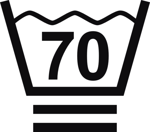 Datorskuren dekal. Tvättråd maxtemperatur 70 grader. En tvättsymbol med två streck under baljan betyder att dina kläder behöver ett extra skonsamt program. De bör endast tvättas i fin- eller ylleprogram med lämpligt tvättmedel. Försök undvika att centrifugera.