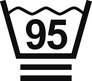 Datorskuren dekal. Tvättråd maxtemperatur 95 grader. En tvättsymbol med två streck under baljan betyder att dina kläder behöver ett extra skonsamt program. De bör endast tvättas i fin- eller ylleprogram med lämpligt tvättmedel. Försök undvika att centrifugera.