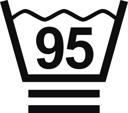 Datorskuren dekal. Tvättråd maxtemperatur 95 grader. En tvättsymbol med två streck under baljan betyder att dina kläder behöver ett extra skonsamt program. De bör endast tvättas i fin- eller ylleprogram med lämpligt tvättmedel. Försök undvika att centrifugera.