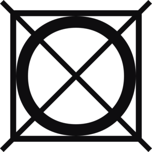 Datorskuren dekal. Tvättråd. Symbolen betyder att plagget inte får torktumlas.

