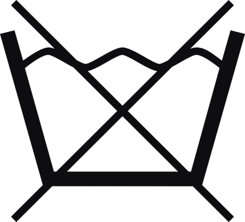 Datorskuren dekal. Tvättråd. Symbol.
Plagget bör varken maskintvättas eller tvättas för hand.