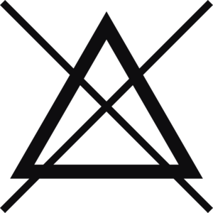 
Datorskuren dekal. Tvättråd.

En överkorsad triangel betyder att materialet inte tål blekning. Om du hittar den här symbolen ska du se till att använda ett bra kulörtvättmedel, eller ett tvättmedel utan optiska blekmedel som bleker dina kläder.