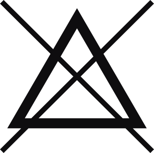 
Datorskuren dekal. Tvättråd.

En överkorsad triangel betyder att materialet inte tål blekning. Om du hittar den här symbolen ska du se till att använda ett bra kulörtvättmedel, eller ett tvättmedel utan optiska blekmedel som bleker dina kläder.