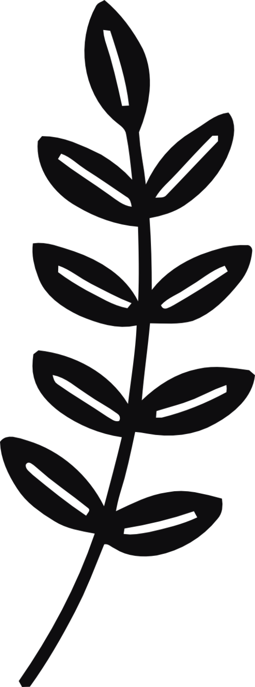 Datorskuren dekal. Växt, kvist, gren, blad.