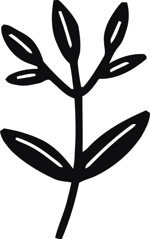 Datorskuren dekal. Växt, kvist, gren, blad.