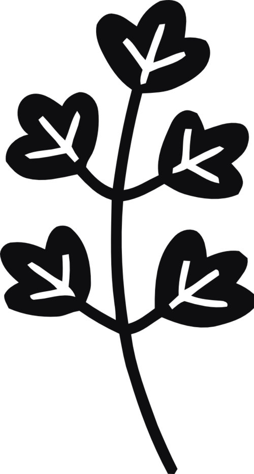 Datorskuren dekal. Växt, kvist, gren, blad.