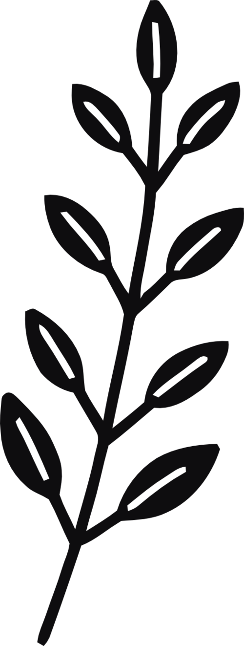 Datorskuren dekal. Växt, kvist, gren, blad.