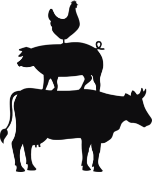 Ko, gris & höna dekal