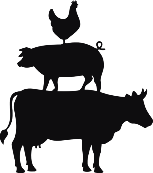 Ko, gris & höna dekal