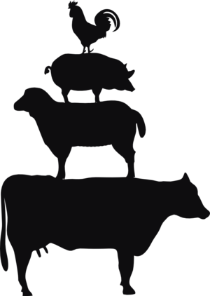 Ko, får, gris & tupp dekal