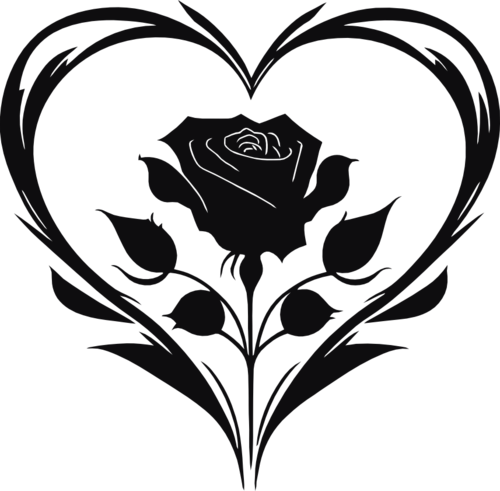 Hjärta ros dekal
