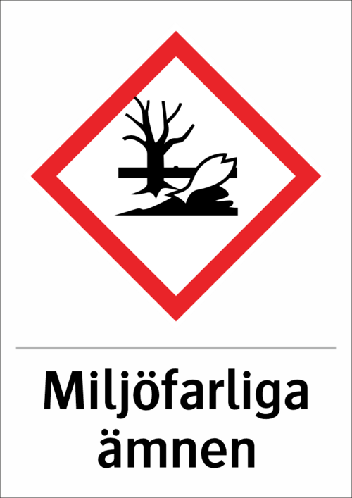 Skylten finns i aluminium (plan), plast, klisterdekal.