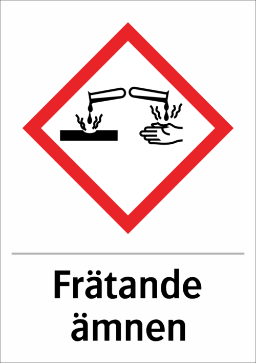Skylten finns i aluminium (plan), plast, klisterdekal.