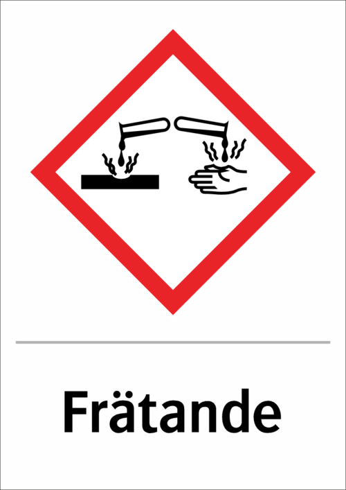 Skylten finns i aluminium (plan), plast, klisterdekal.