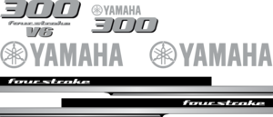 Komplett kitt med 2st laminerade dekorer, 2st Yamaha logo samt 300hk dekal bak och fram.