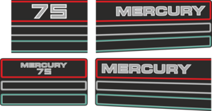Mercury 75 Svart/rött/grått/vitt Komplett innehållande: 4st Dekaler för Mercury 75hk.