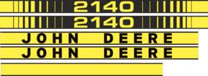 Printad dekor John Deere 2140. Komplett: 1st stripe 800mm, 2st 2140 1030x65mm, 2st John Deere 978x65mm.