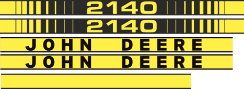 Printad dekor John Deere 2140. Komplett: 1st stripe 800mm, 2st 2140 1030x65mm, 2st John Deere 978x65mm.