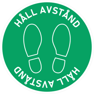 Slitstark och tålig golvdekal. Håll Avstånd. 250x250mm