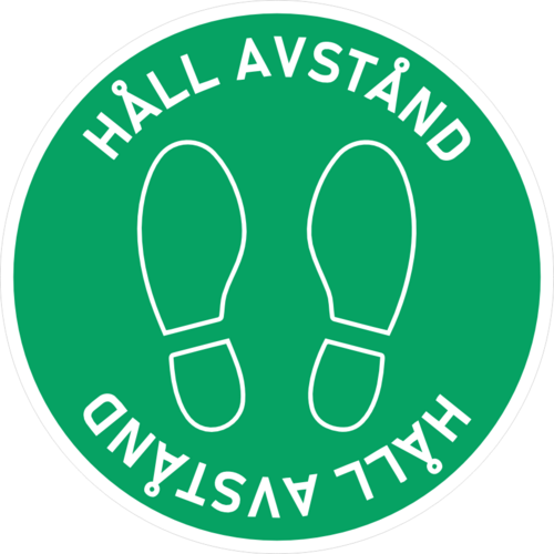 Slitstark och tålig golvdekal. Håll Avstånd. 250x250mm