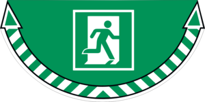 Slitstark och tålig golvdekal. Nödutgång 700x350mm