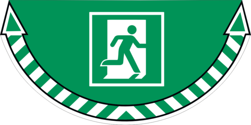 Slitstark och tålig golvdekal. Nödutgång 700x350mm
