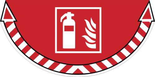 Slitstark och tålig golvdekal. Brandsläckare 700x350mm 