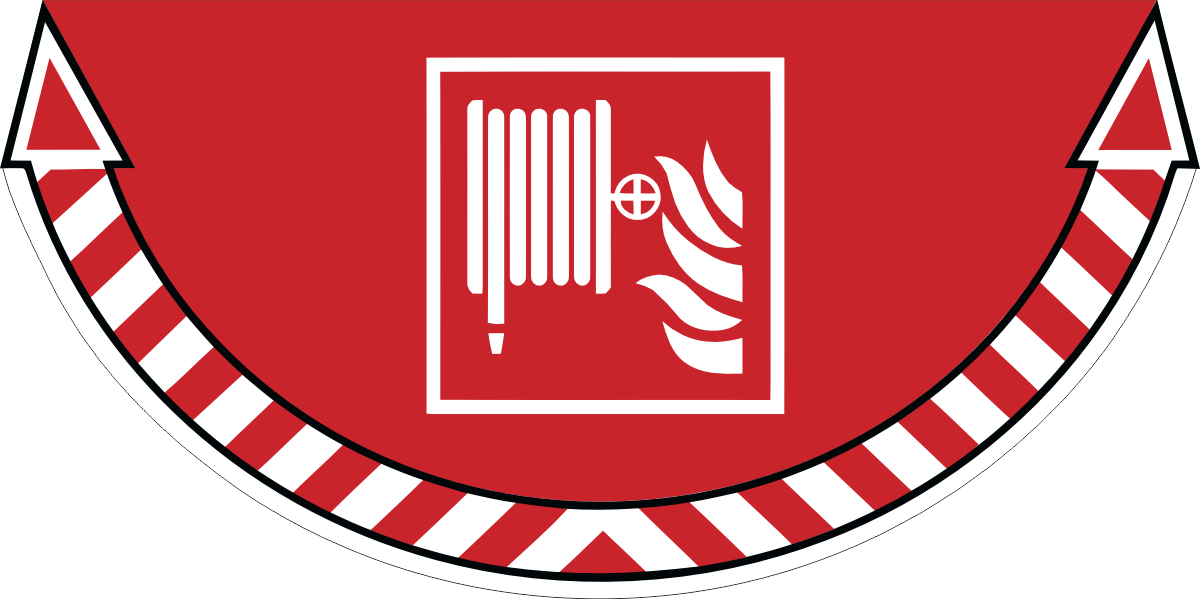 Golvklistermärke-brandslang.