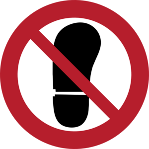 Slitstark och tålig golvdekal. Stå ej här 250x250mm