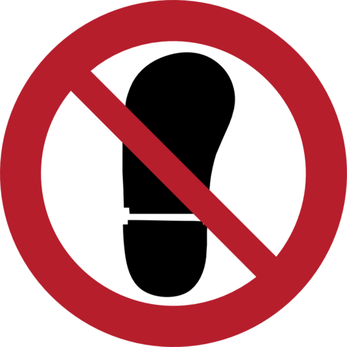 Slitstark och tålig golvdekal. Stå ej här 250x250mm