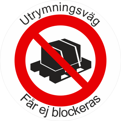 Slitstark och tålig golvdekal. Utrymningsväg. Får ej blockeras 250x250mm