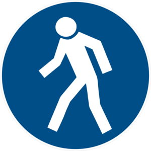 Slitstark och tålig golvdekal. Fotgängare ska använda denna väg. 400x400mm