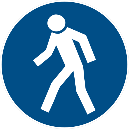 Slitstark och tålig golvdekal. Fotgängare ska använda denna väg. 400x400mm