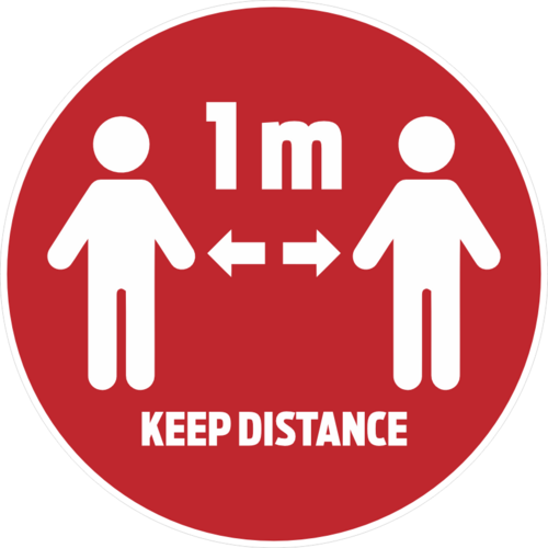 Slitstark och tålig golvdekal. Keep Distance. 400x400mm