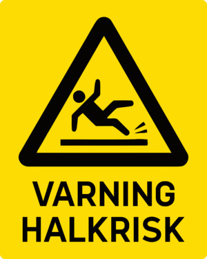 Slitstark och tålig golvdekal. Varning halkrisk. 200x250mm