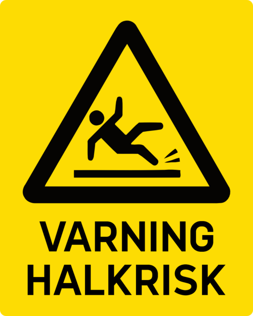 Slitstark och tålig golvdekal. Varning halkrisk. 200x250mm