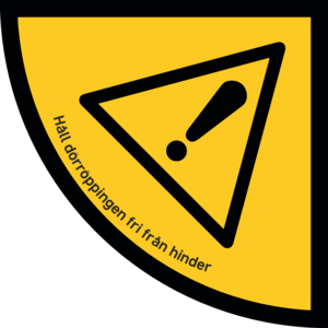 Slitstark och tålig golvdekal. Håll dörröppningen fri från hinder. 750x750mm