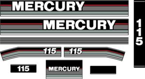 115hk innehållande: 10st Dekaler för Mercury 115hk övre och undre kåpa.