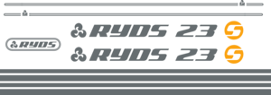 Ryds 23 WAS dekorsats innehåller 2st loggor som är 1050x115mm. logo till Akterspegel, Stripes till vattenlinje samt stripes till Däcket med runda ändar och symbol