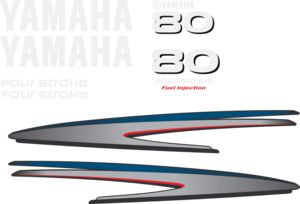 Komplett kitt med 2st laminerade dekorer, 2st Yamaha logo, 2st Fourstroke texter samt 80hk dekal bak och fram. Fuel Injection