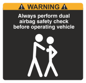 Svart/vit/orange Varningsdekal. Storlek 75x72mm.