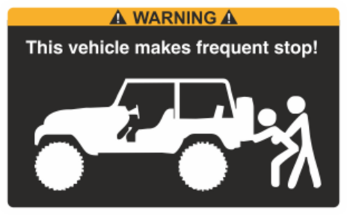 Svart/vit/orange Varningsdekal. Storlek 115x72mm.