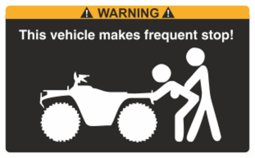 Svart/vit/orange Varningsdekal. Storlek 115x72mm.