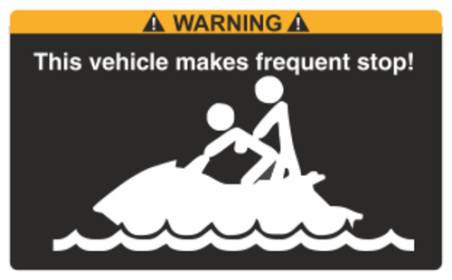 Svart/vit/orange Varningsdekal. Storlek 115x72mm.